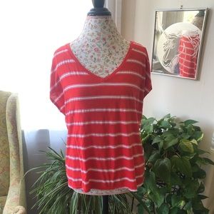 Michael Stars Oversized Red And White Striped Tee